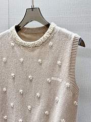 Colestore Miu Miu Albino White Embroidered Cashmere Vest - 5