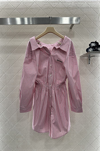Colestore Miu Miu Striped Poplin Dress Pink
