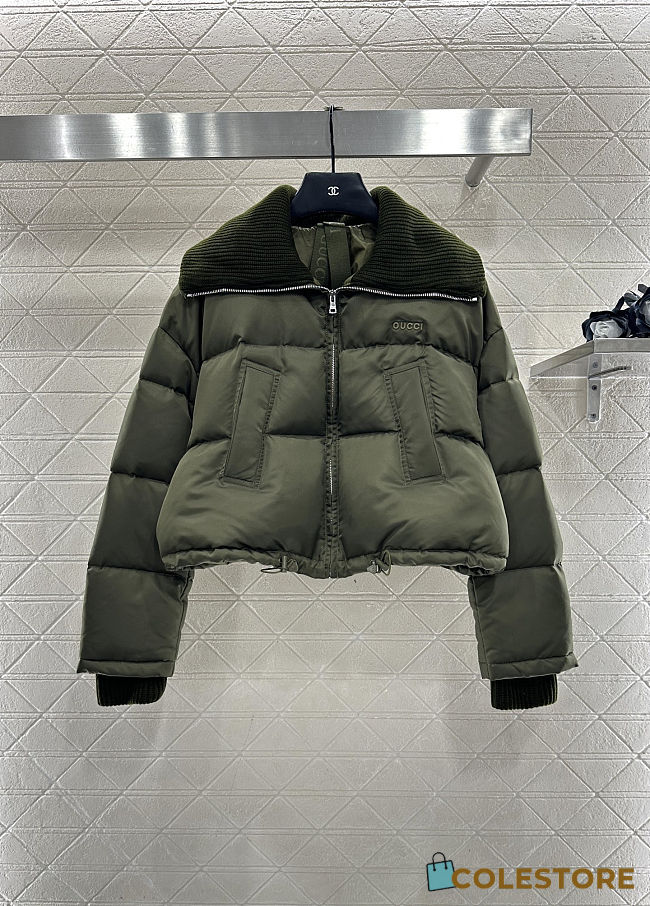 Colestore Gucci Fine Gabardine Nylon Puffer Jacket in Forest Green - 1