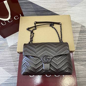 Colestore Gucci GG Marmont Medium Shoulder bag in Dark Brown Leather 31x17x8cm