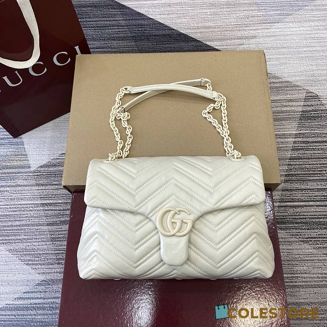 Colestore Gucci GG Marmont Medium Shoulder bag in Ivory Leather 31x17x8cm - 1