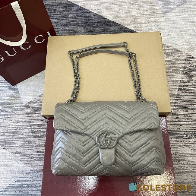 Colestore Gucci GG Marmont Medium Shoulder bag in Dusty Grey Leather 31x17x8cm - 1