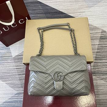 Colestore Gucci GG Marmont Medium Shoulder bag in Dusty Grey Leather 31x17x8cm