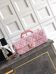 Colestore Chanel Large Flap bag with Handles Tweed fabric & Gold-plated metal Pink, Black & White 29x12x5cm - 1