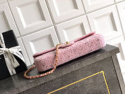 Colestore Chanel Large Flap bag with Handles Tweed fabric & Gold-plated metal Pink, Black & White 29x12x5cm - 6