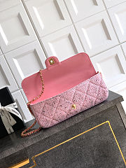 Colestore Chanel Large Flap bag with Handles Tweed fabric & Gold-plated metal Pink, Black & White 29x12x5cm - 4