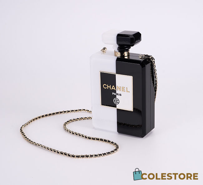 Colestore Chanel White Black Plexiglass Perfume Bottle Clutch in Chanel Collector’s ltem 20×12×5cm - 1
