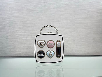 Colestore Chanel Minaudière Makeup Palette bag Plexiglas, Stone particles & Gold-colored metal White & Other Colors 14×11×4.5cm