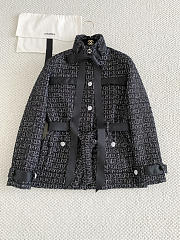 Colestore Chanel Jacket with belt Cashmere wool tweed  Black & White - 1