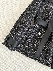 Colestore Chanel Jacket with belt Cashmere wool tweed  Black & White - 3