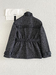 Colestore Chanel Jacket with belt Cashmere wool tweed  Black & White - 2