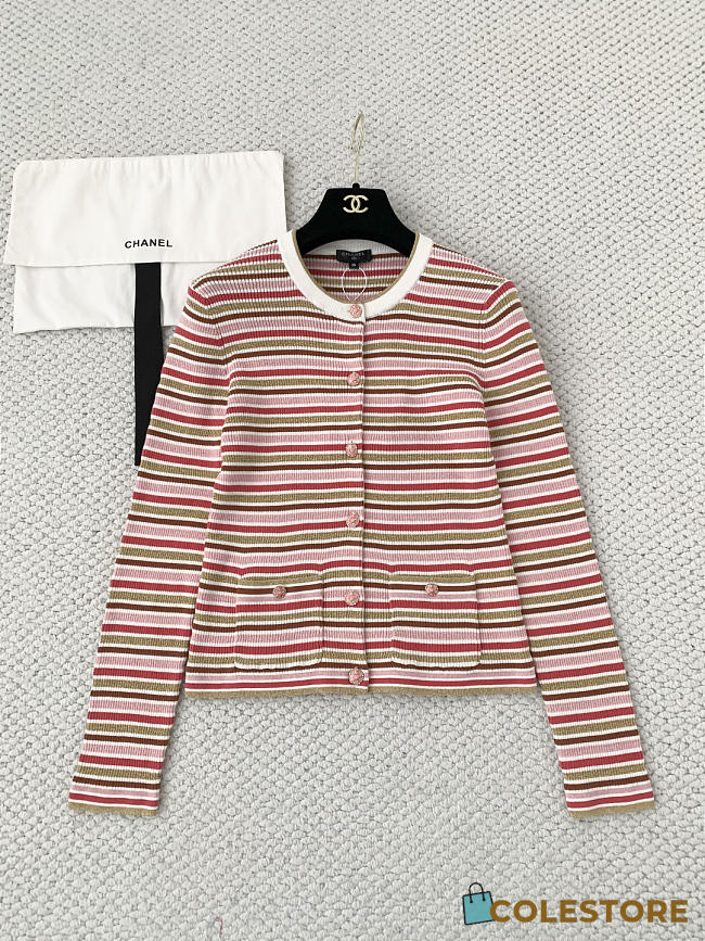 Colestore Chanel Long-Sleeved Top Cotton & Mixed Fibres  Pink, Red & Green - 1