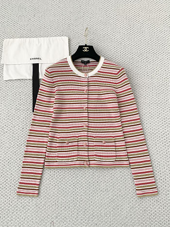 Colestore Chanel Long-Sleeved Top Cotton & Mixed Fibres  Pink, Red & Green