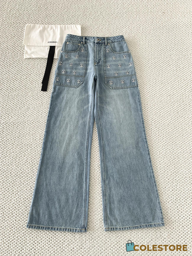 Colestore Louis Vuitton LV Ski Signature Sequin Slim-fit Jeans 1AIPPP - 1