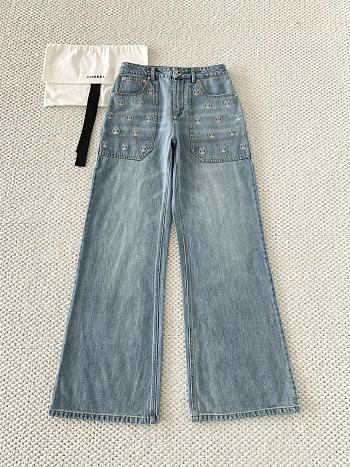 Colestore Louis Vuitton LV Ski Signature Sequin Slim-fit Jeans 1AIPPP