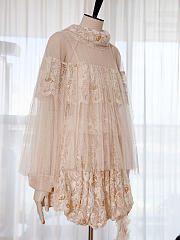Colestore Dior Cream Lace Puff-Sleeve Mini Dress - 6