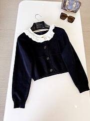 Colestore  Louis Vuitton Ruffle Collar Cardigan Black - 5