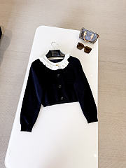 Colestore  Louis Vuitton Ruffle Collar Cardigan Black - 4