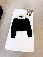Colestore  Louis Vuitton Ruffle Collar Cardigan Black - 2