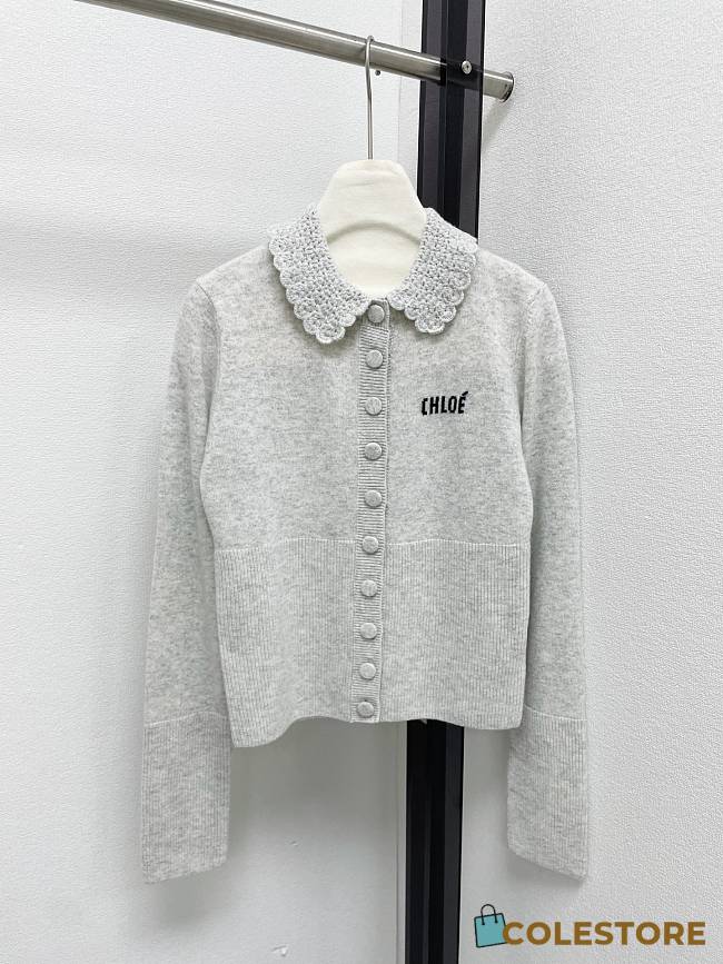Colestore Chloé Fitted logo cardigan in a wool knit Grey - 1