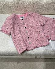 Colestore Chanel Short-sleeved shirt Tweed fabric  Pink, Black & White - 1