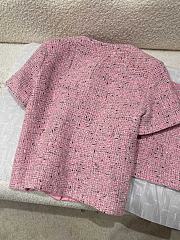 Colestore Chanel Short-sleeved shirt Tweed fabric  Pink, Black & White - 2