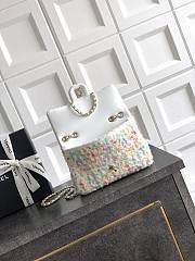 Colestore Chanel Multicolor Tweed Bag with Pearl Chain Strap 20cm - 6