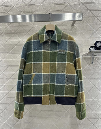 Colestore Miu Miu Camel/aviator Blue Checked Blouson Jacket