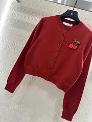 Colestore Valentino 3D Cherry Round-Neck Knit Cardigan - 4