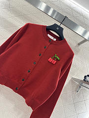 Colestore Valentino 3D Cherry Round-Neck Knit Cardigan - 3