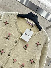 Colestore Valentino Floral Embroidered Round-Neck Knit Cardigan - 5