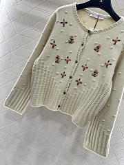 Colestore Valentino Floral Embroidered Round-Neck Knit Cardigan - 4