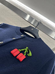 	 Colestore Valentino 3D Cherry Round-Neck Knit Cardigan Navy - 5