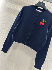	 Colestore Valentino 3D Cherry Round-Neck Knit Cardigan Navy - 4