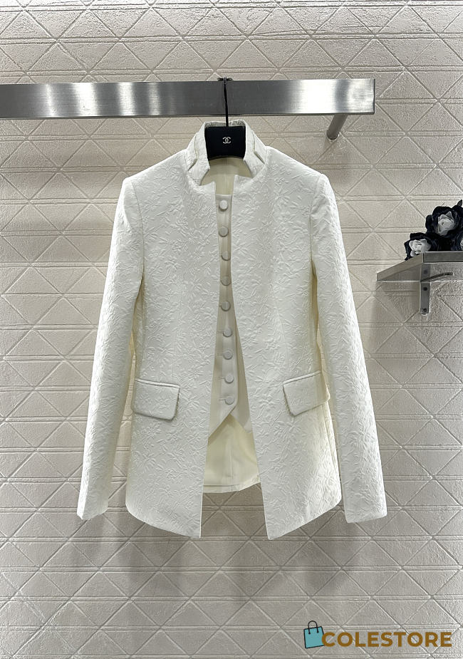 Colestore Dior Fitted Jacket with Removable Vest Ecru Millefiori Cotton and Silk with Provençal-Effect Quilting - 1