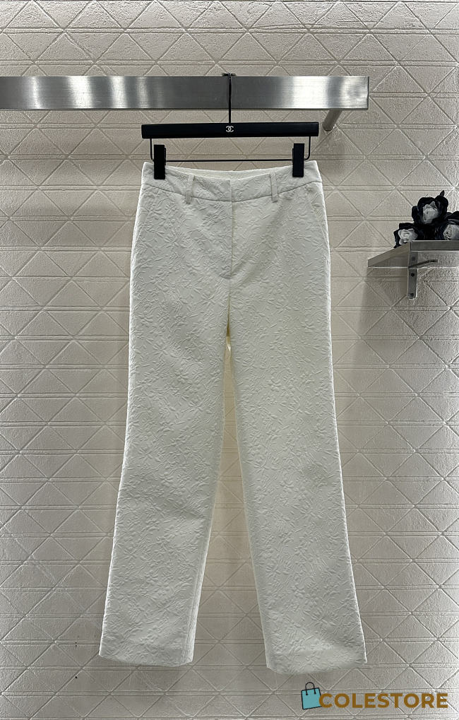 Colestore Dior Fitted Pants Ecru Millefiori Cotton and Silk with Provençal-Effect Quilting - 1