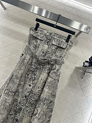 Colestore  Dior Mid-Length Belted Bustier Dress Beige Dior Barocco Cotton-Linen Denim - 4