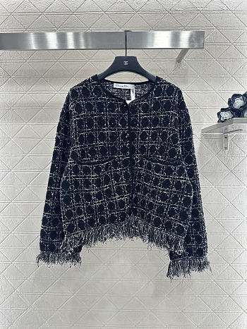 Colestore  Dior Macrocannage Regular-Fit Jacket Black and White Cotton-Blend Tweed Knit