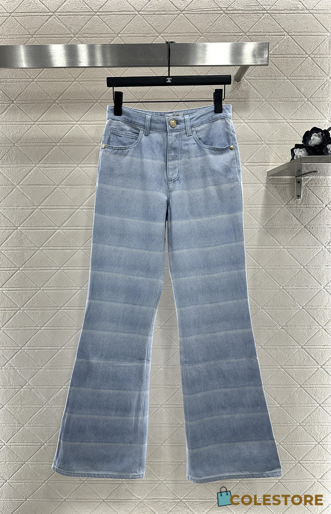 Colestore  Chanel Jeans Laminated Denim, Light blue & White - 1