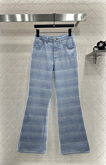 Colestore  Chanel Jeans Laminated Denim, Light blue & White