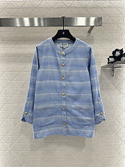 Colestore Chanel Jacket Laminated Denim  Light Blue & White - 1