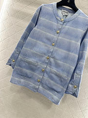 Colestore Chanel Jacket Laminated Denim  Light Blue & White - 5