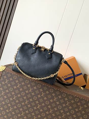 Colestore Louis Vuitton Speedy Bandoulière 25 Calfskin Leather in Black 25 x 13 x 18cm