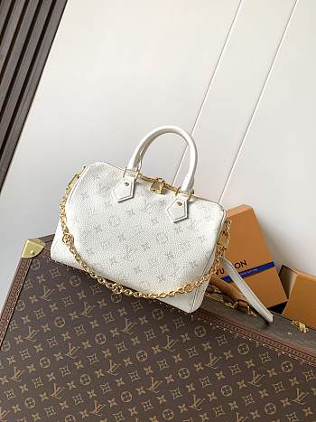 Colestore Louis Vuitton Speedy Bandoulière 25 Calfskin Leather in Ivory 25 x 13 x 18cm