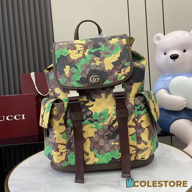 Colestore Gucci GG large backpack in green and yellow GG fabric 35x46x12cm - 1