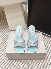 Colestore Jimmy Choo Bon Skye 70 Light Verde Suede Crystal Sandals - 1
