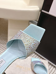 Colestore Jimmy Choo Bon Skye 70 Light Verde Suede Crystal Sandals - 3