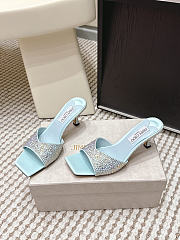 Colestore Jimmy Choo Bon Skye 70 Light Verde Suede Crystal Sandals - 5