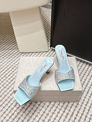 Colestore Jimmy Choo Bon Skye 70 Light Verde Suede Crystal Sandals - 6