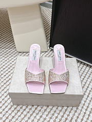 Colestore Jimmy Choo Bon Skye 70 Blush Satin Crystal Sandals - 1